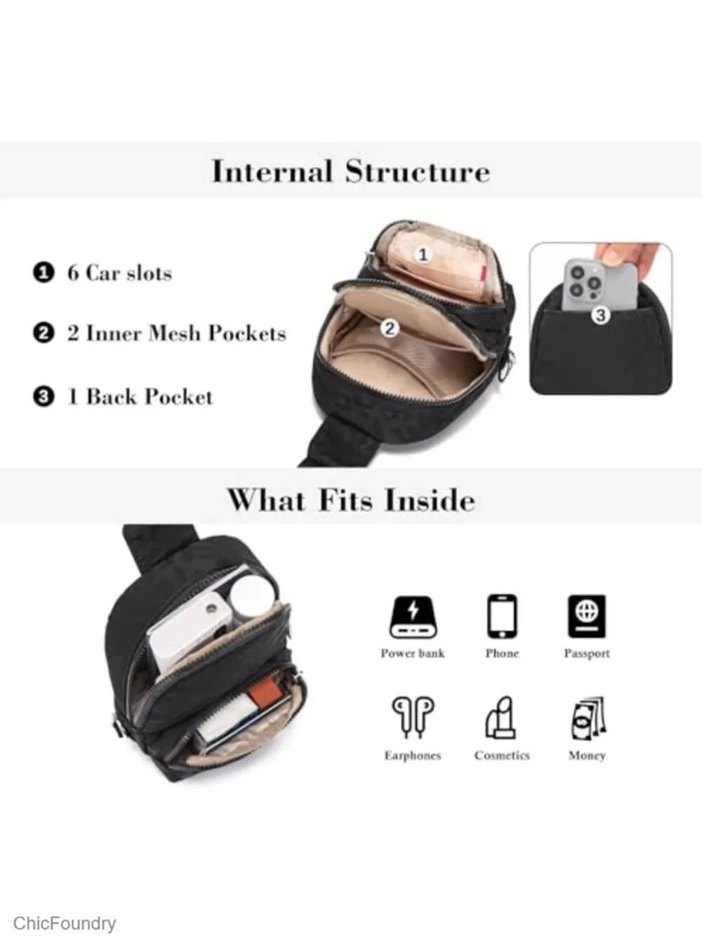 Small Anti Theft Crossbody Bag Lightweight Nylon Sling Travel Purse